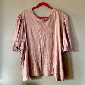 A.N.A. 3X blouse NWT blush with puff sleeves.